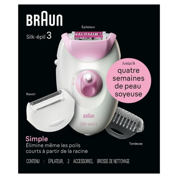 Braun Silk-épil 3 3-270, Epilator for Women for Long-Lasting Hair Removal, White/Pink, 1CT