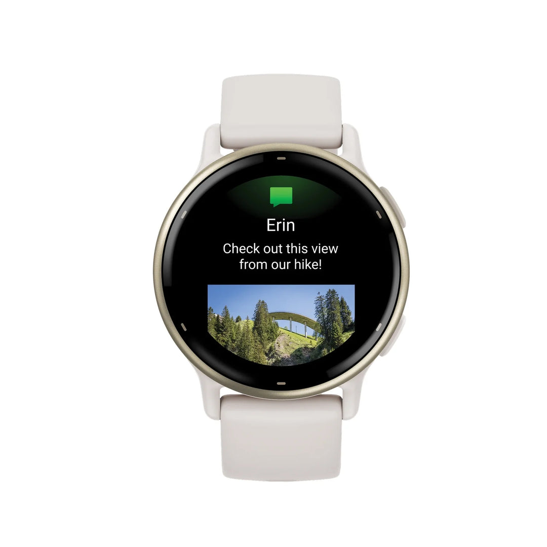 Garmin vívoactive 5 Fitness-Tracking Smartwatch with Aluminum Bezel and Silicone Band, Ivory
