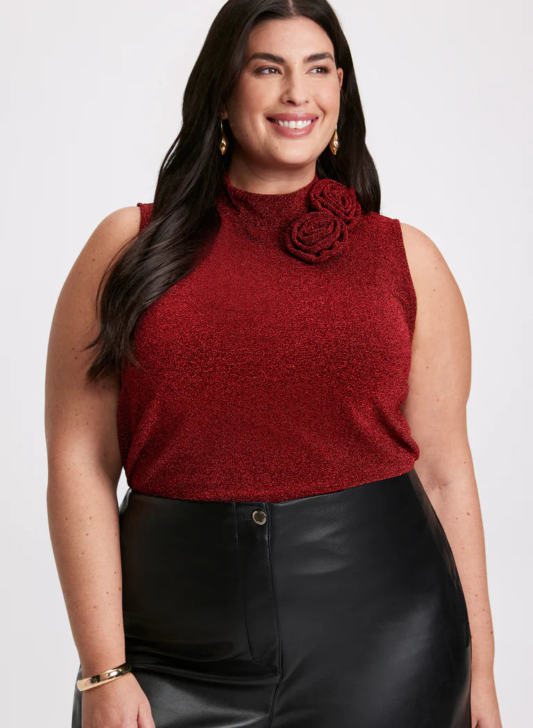 LAURA Metallic Flower Top