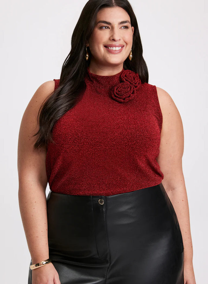 LAURA Metallic Flower Top