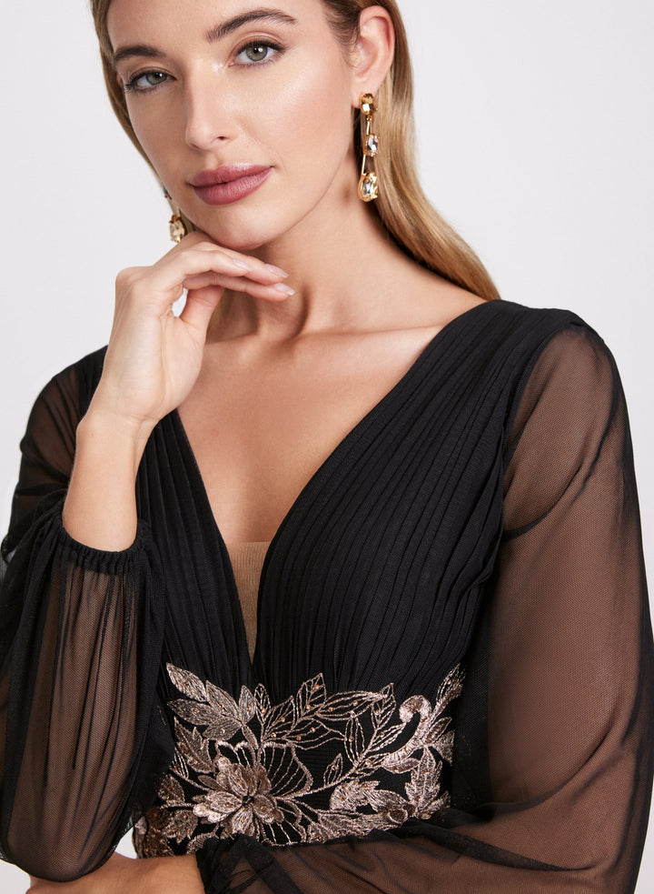 LAURA Metallic Floral Embroidered Dress