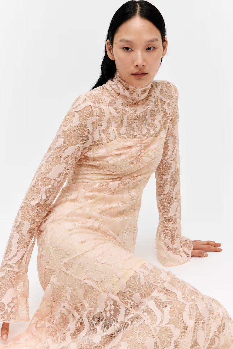 H&M Mock Turtleneck Lace Maxi Dress