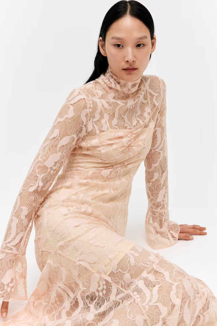 H&M Mock Turtleneck Lace Maxi Dress