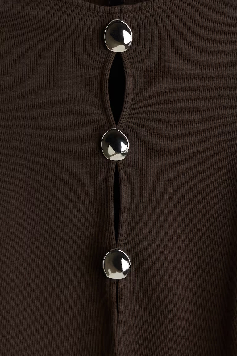 H&M BUTTON-DETAIL RIBBED TOP