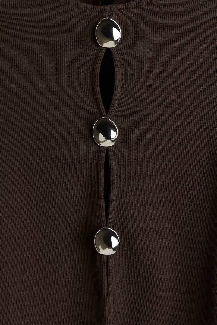 H&M BUTTON-DETAIL RIBBED TOP