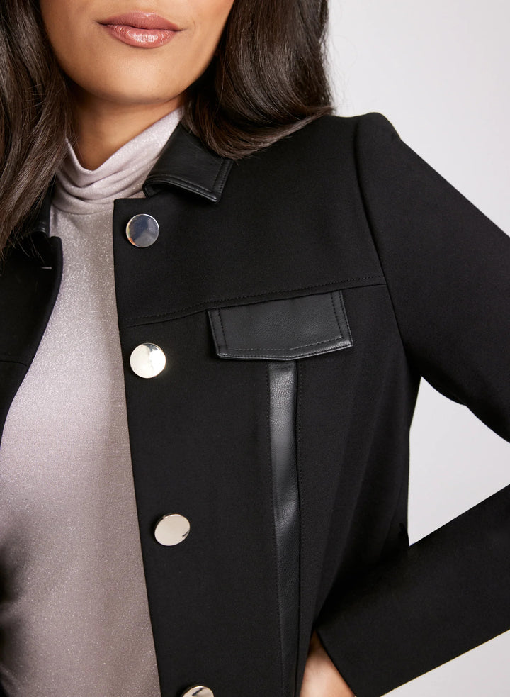 LAURA Vegan Leather Detail Cropped Jacket