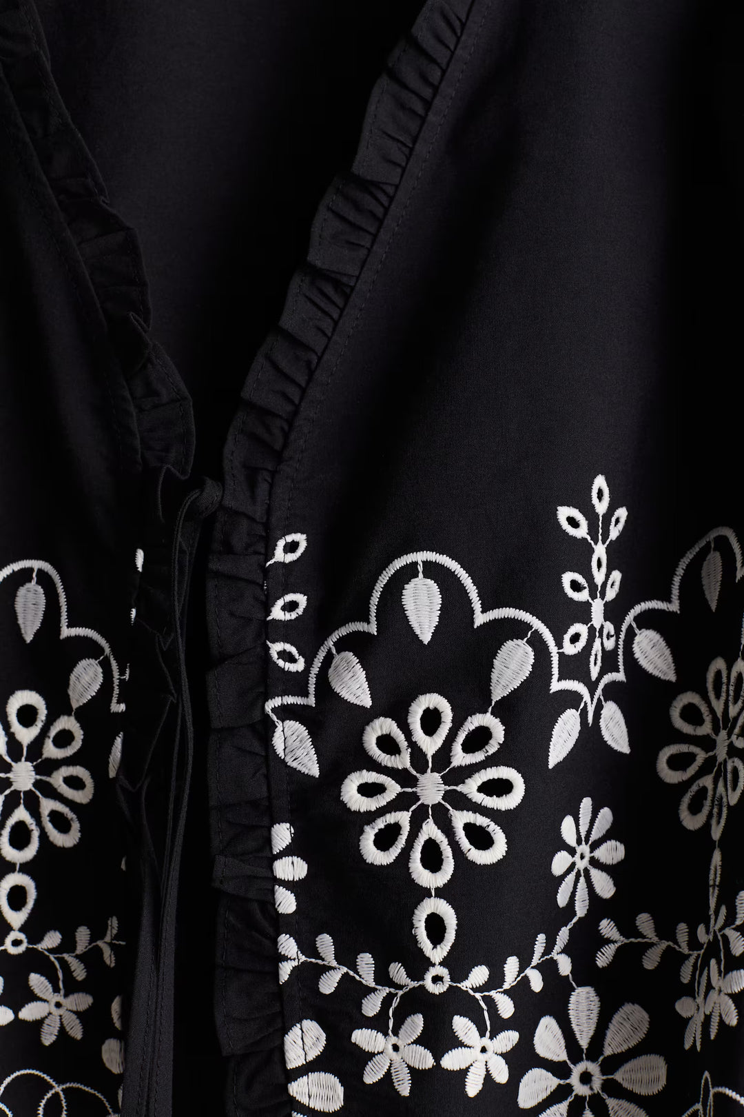 H&M Cotton Blouse with Eyelet Embroidery