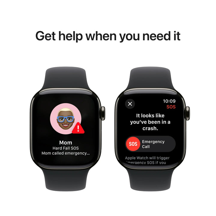 Apple Watch Series 10 GPS + Cellular 46mm Slate Titanium Case with Black Sport Band - S/M