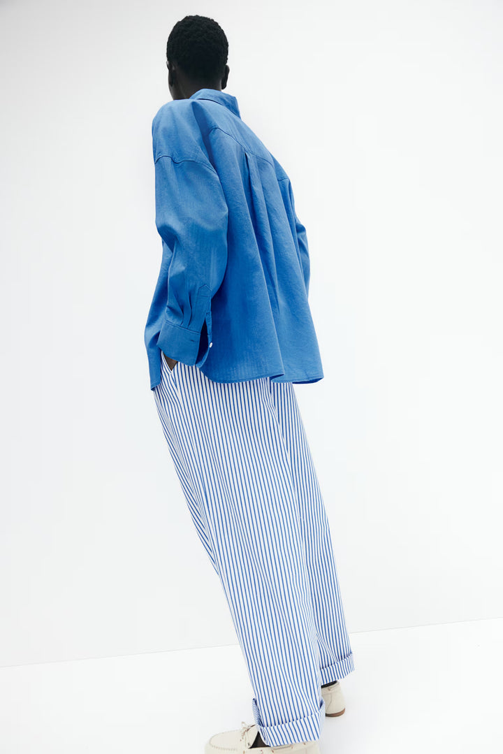 H&M Oversized Linen-Blend Shirt