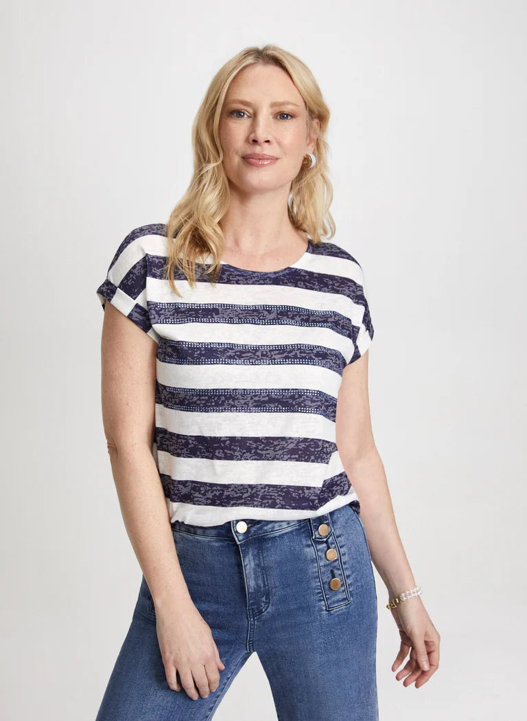 LAURA Striped Short Sleeve Top