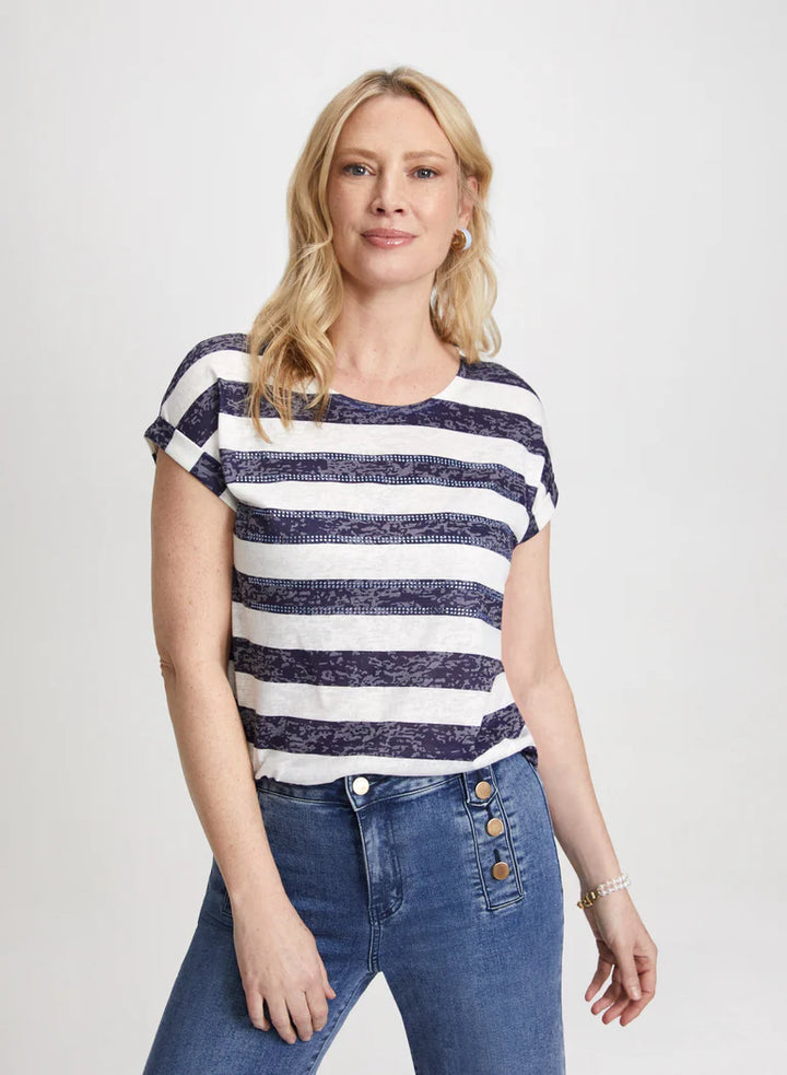 LAURA Striped Short Sleeve Top