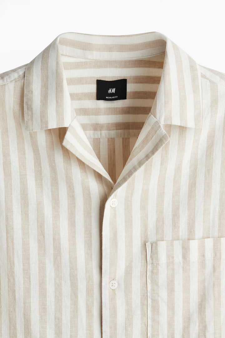 H&M Regular-Fit Short-Sleeved Linen-Blend Shirt