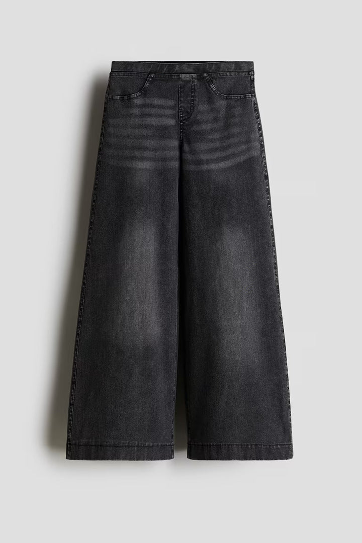 H&M Wide-Leg Denim-Look Pants
