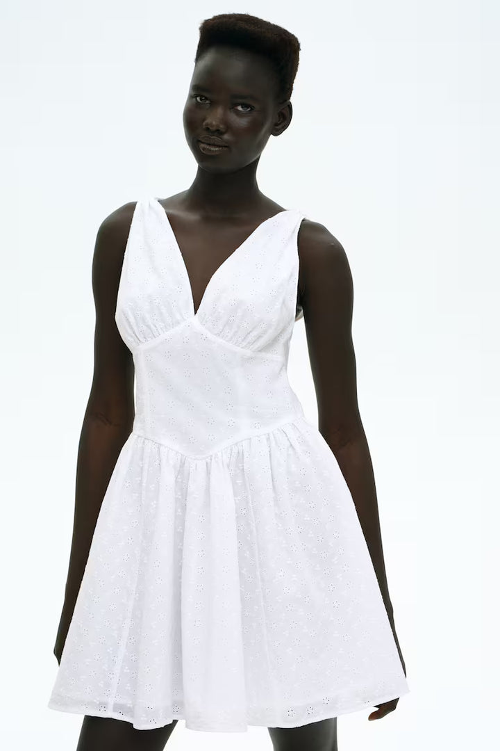 H&M Cotton Dress with Flared Skirt