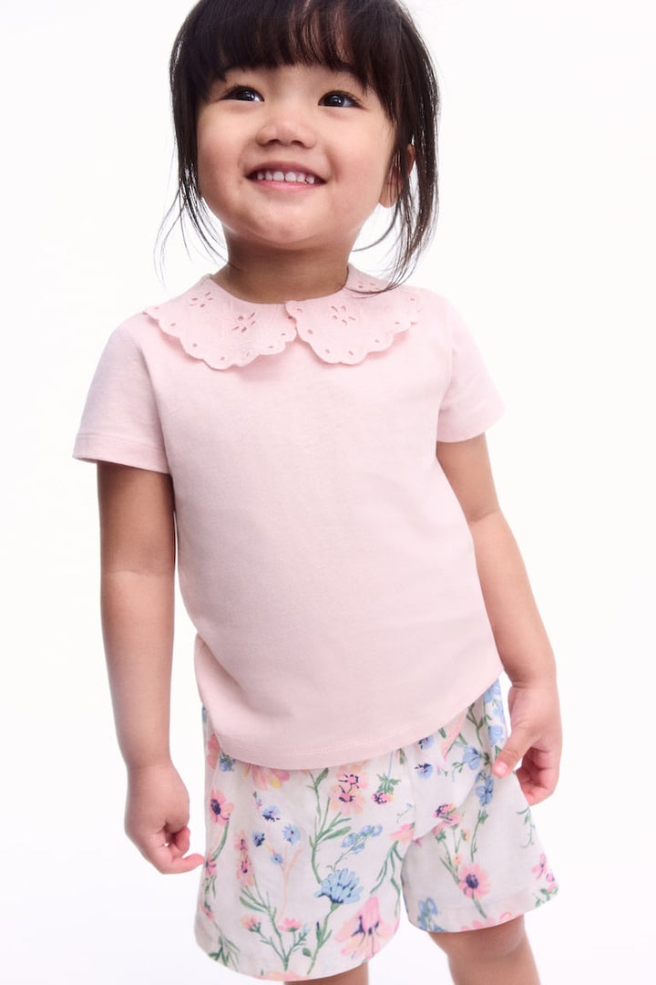 H&M Top with Eyelet-Embroidered Collar