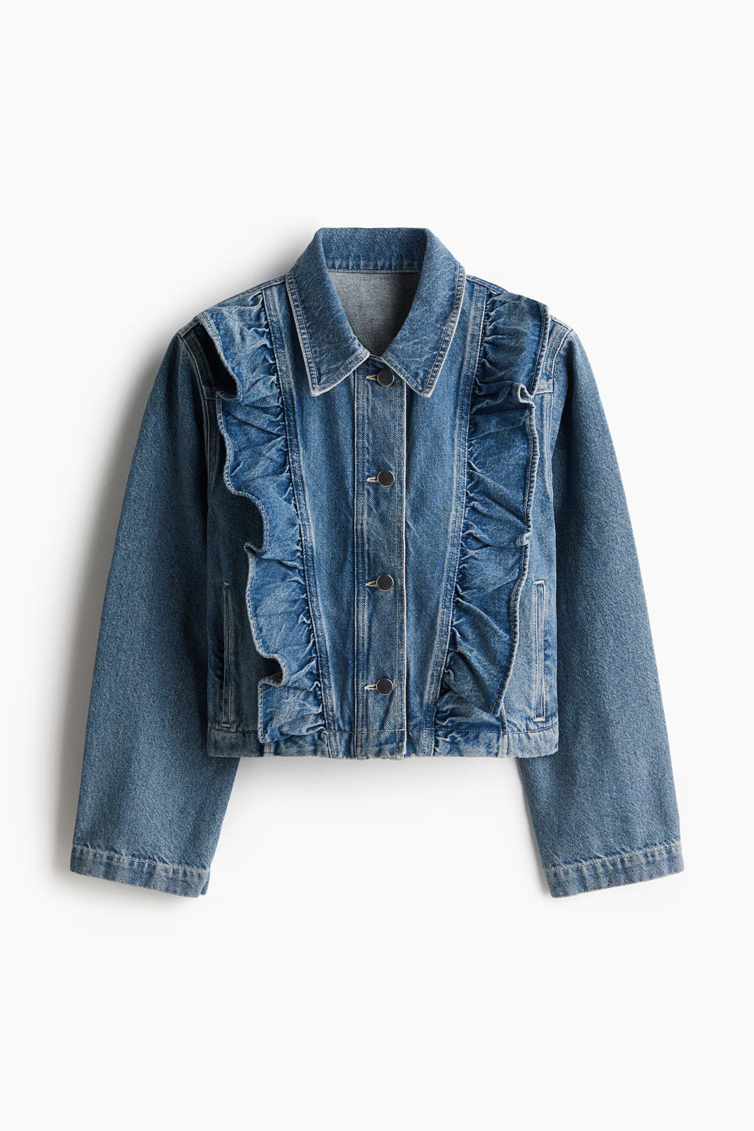 H&M Ruffle-Trimmed Denim Jacket