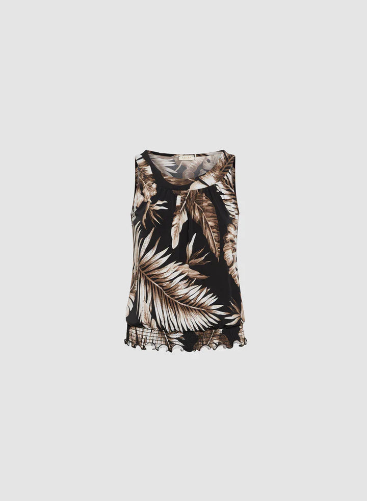 LAURA Tropical Ruched Waist Top