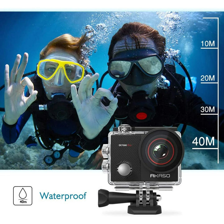 AKASO EK7000 Pro 4K Action Camera with Touch Screen EIS Adjustable View Angle Web Underwater Camera 40m Waterproof Camera Remote Control Sports Camera with Helmet Accessories Ki