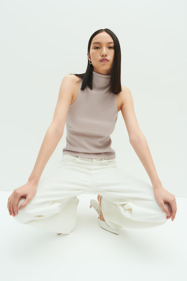H&M Glittery Mock Turtleneck Sleeveless Top