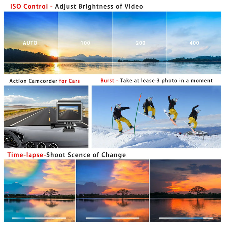 Campark Action Camera 4K 20MP Sport Camera WiFi Waterproof Underwater Actioncam HD Video Vlogging Record Camera EIS 170° Wide Angle Sound
