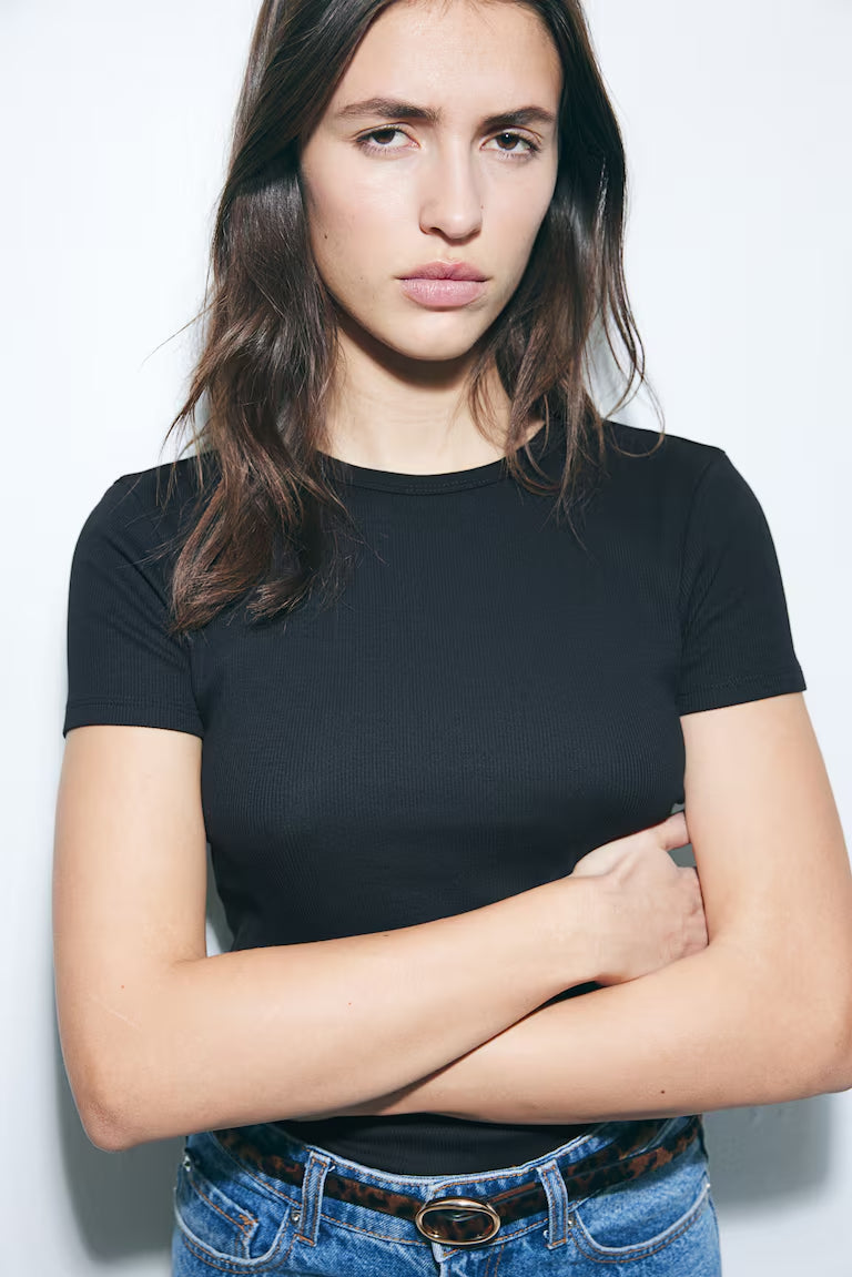 H&M RIBBED T-SHIRT