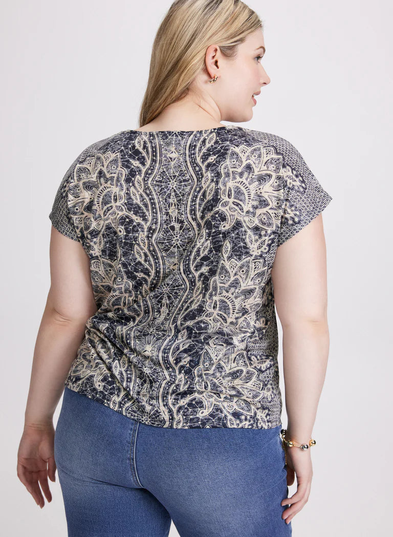 LAURA Abstract Rhinestone Embellished T-Shirt