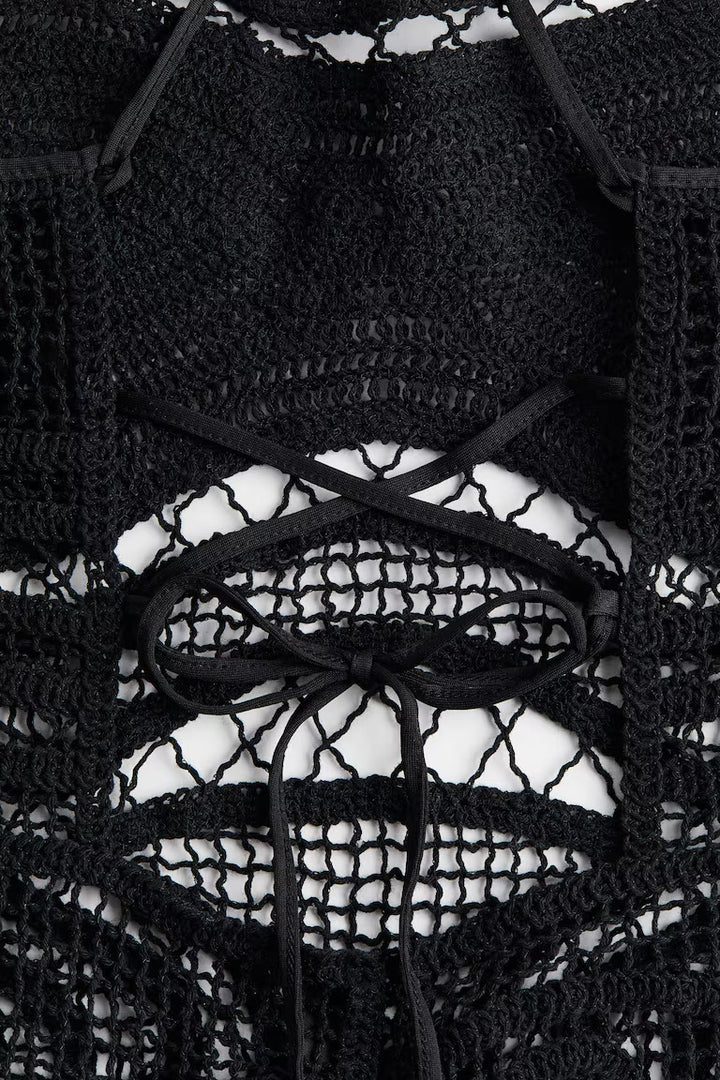 H&M Tie-detail Crochet-look Dress