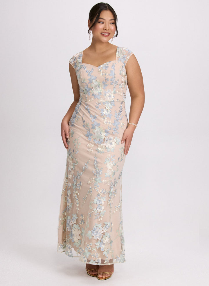 LAURA Floral Embroidered Tulle Dress