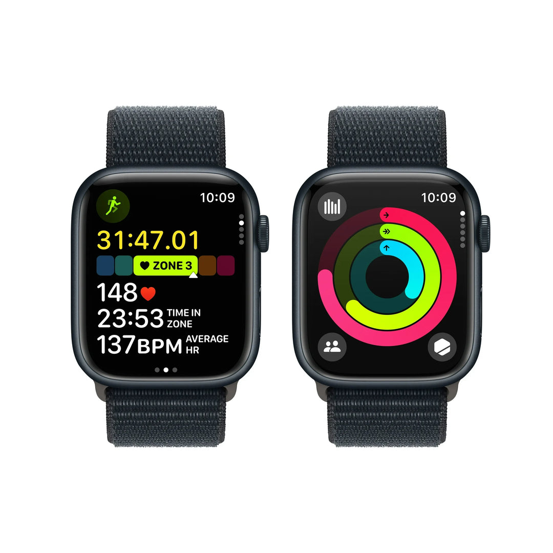 Apple Watch Series 9 [GPS 45mm] Smartwatch with Midnight Aluminum Case and Midnight Sport Loop. Fitness Tracker, ECG Apps, Always-On Retina Display, Water Resistant