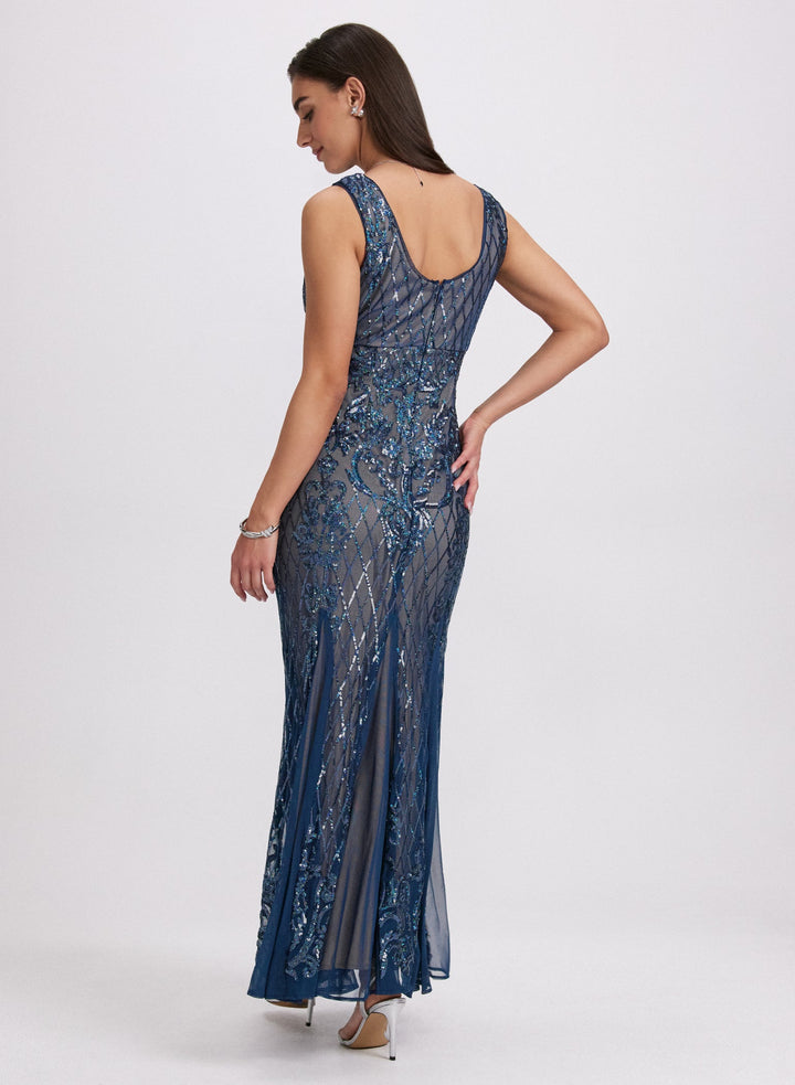 LAURA Sequin Embellished Mesh Dress