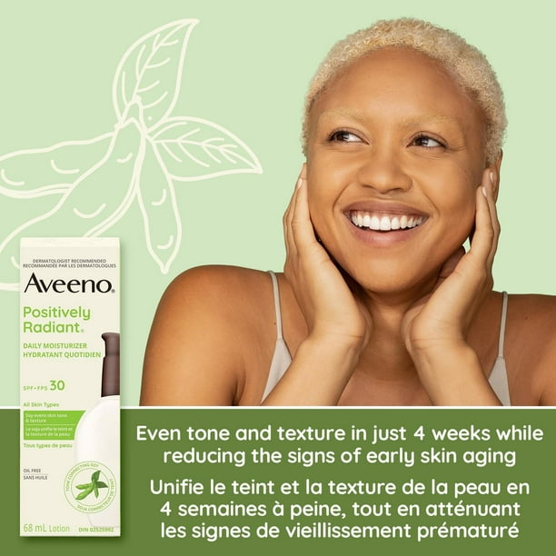 Aveeno Positively Radiant Daily Moisturizer SPF30, Sunscreen, Face Cream, Anti Aging, Hypoallergenic, Sun Protection, 68 mL