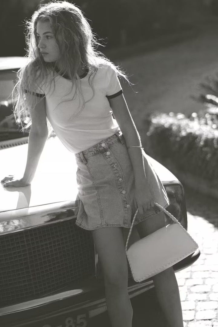 H&M A-LINE DENIM MINI SKIRT