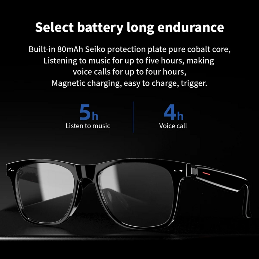 Unbranded E13 Smart Glasses Wireless Bluetooth 5.0 Glasses with Headphones Hands-Free Calling Music Photograph,Black B