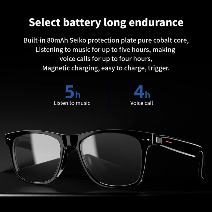 Unbranded E13 Smart Glasses Wireless Bluetooth 5.0 Glasses with Headphones Hands-Free Calling Music Photograph,Black B