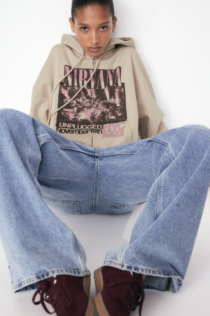 H&M Oversized Hooded Jacket with Motif