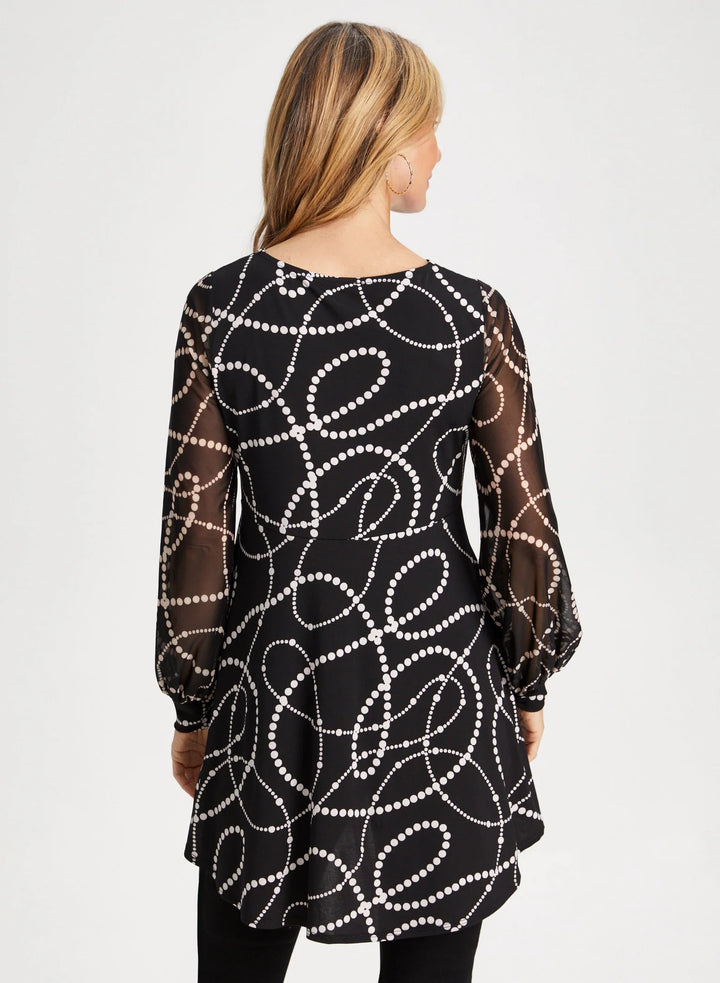 LAURA Printed Bouffant Sleeve Top