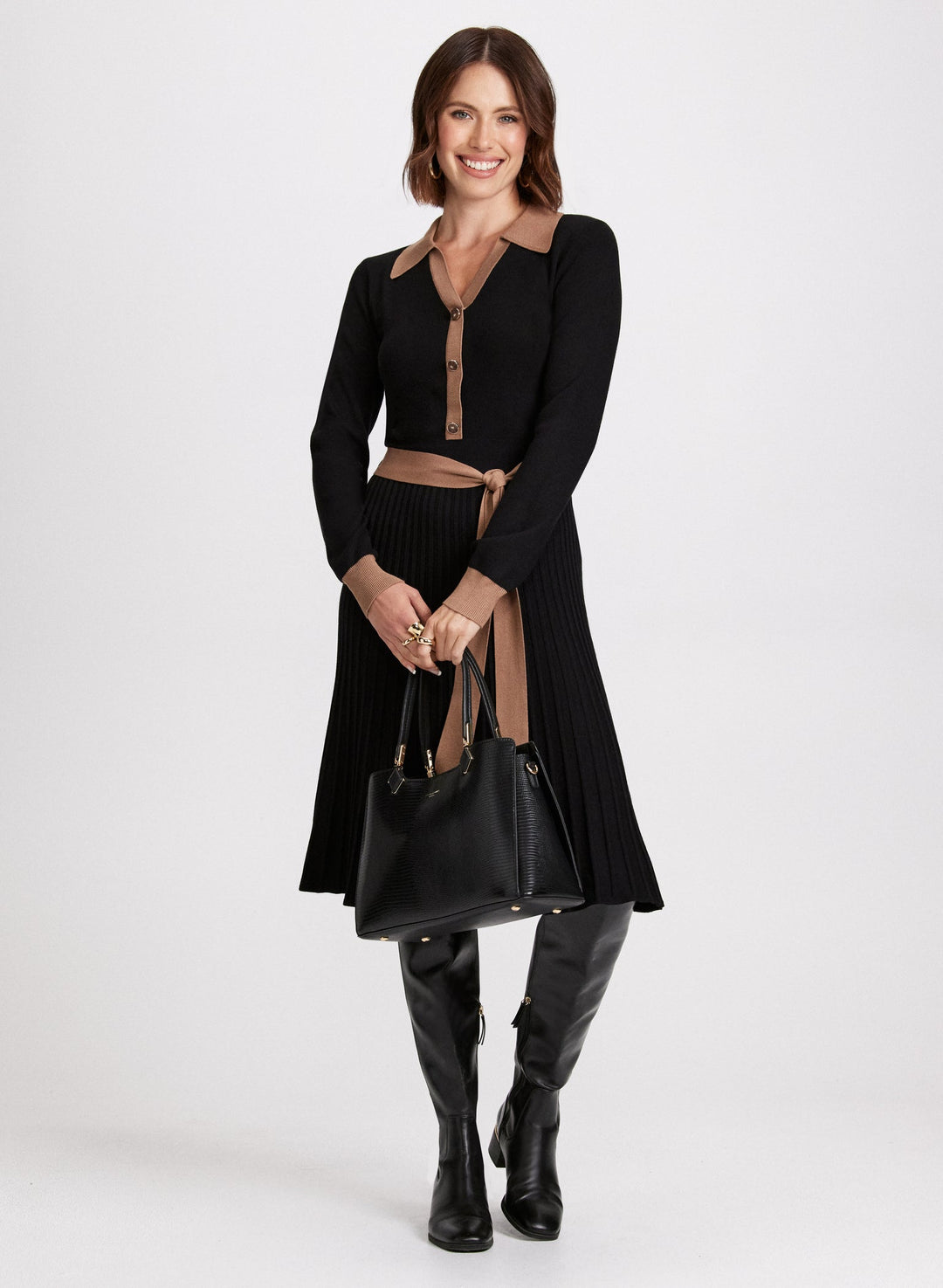 LAURA Colour Block Tie Waist Dress