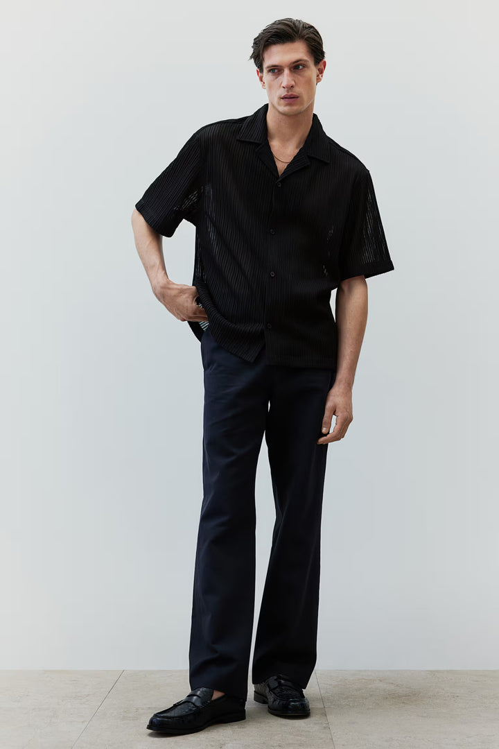 H&M Loose Fit Textured Resort Shirt