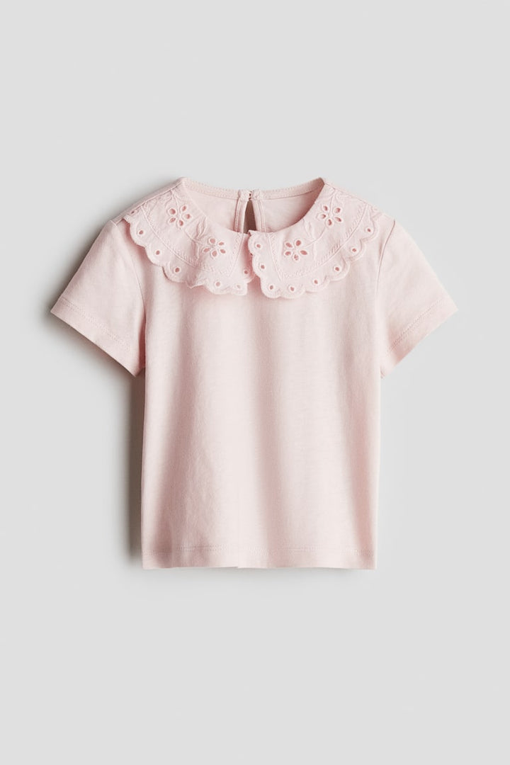 H&M Top with Eyelet-Embroidered Collar