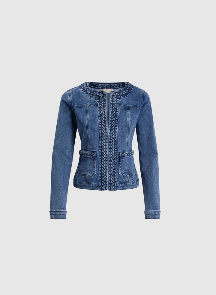 LAURA Braid Trim Denim Jacket