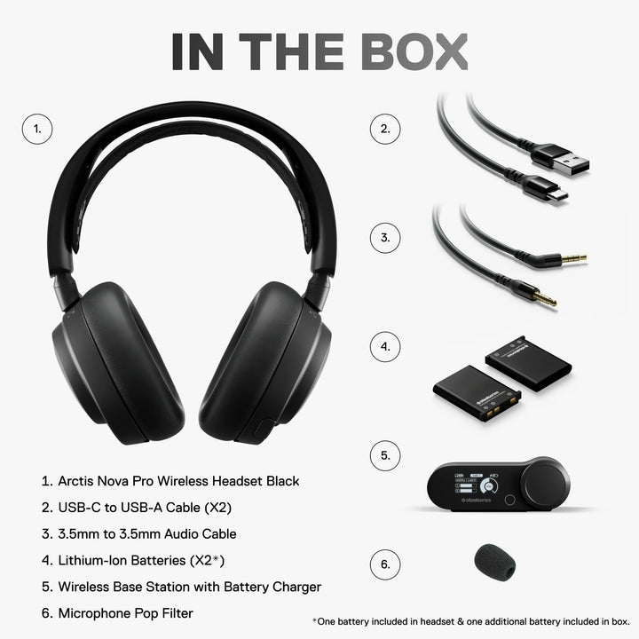 SteelSeries Arctis Nova Pro Wireless Omni-Platform Gaming Headset for Xbox Series X and S, Xbox One, Black
