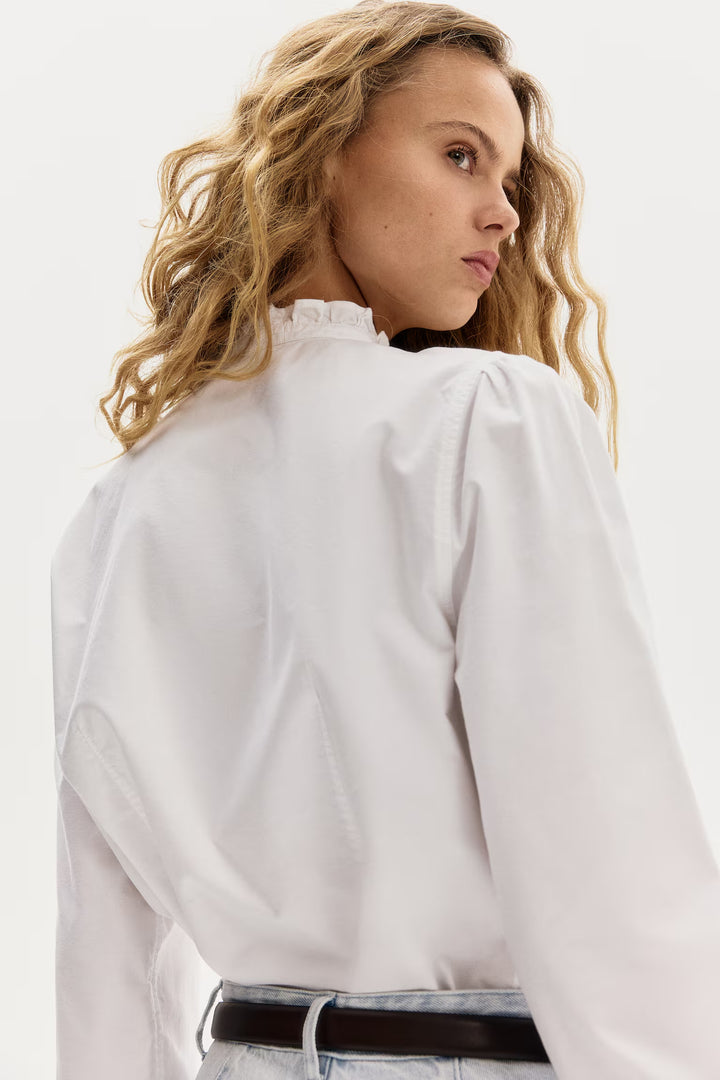 H&M Ruffle-trimmed Oxford Blouse