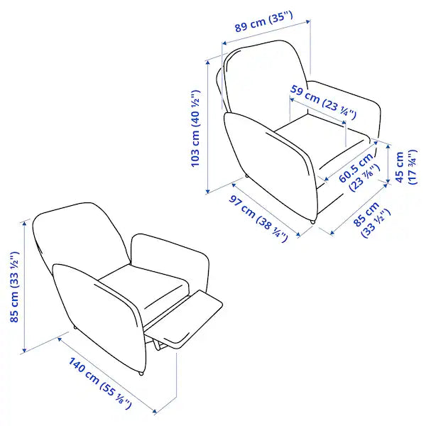 IKEA EKOLSUND Recliner, Gunnared dark gray