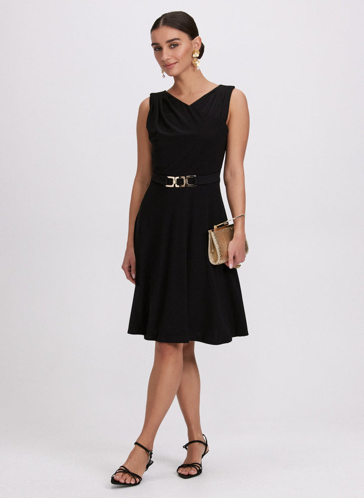 LAURA Belted Pleat Detail Dress