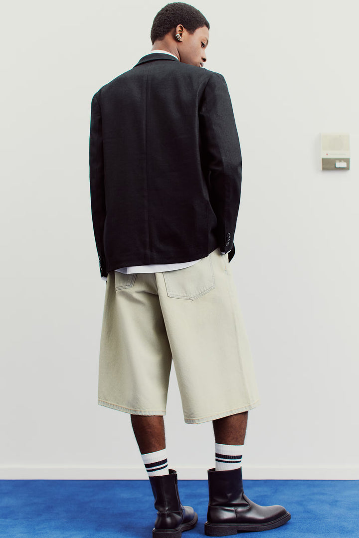 H&M Relaxed-Fit Double-Breasted Linen-Blend Jacket