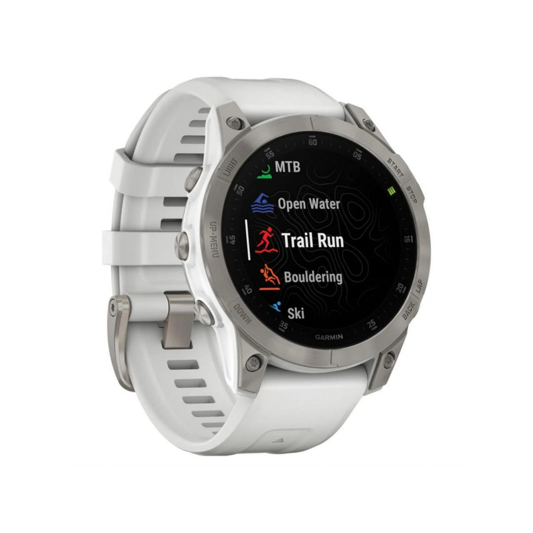 Garmin epix Gen 2, Premium active smartwatch, Health and wellness features, touchscreen AMOLED display, adventure watch with advanced features, white titanium