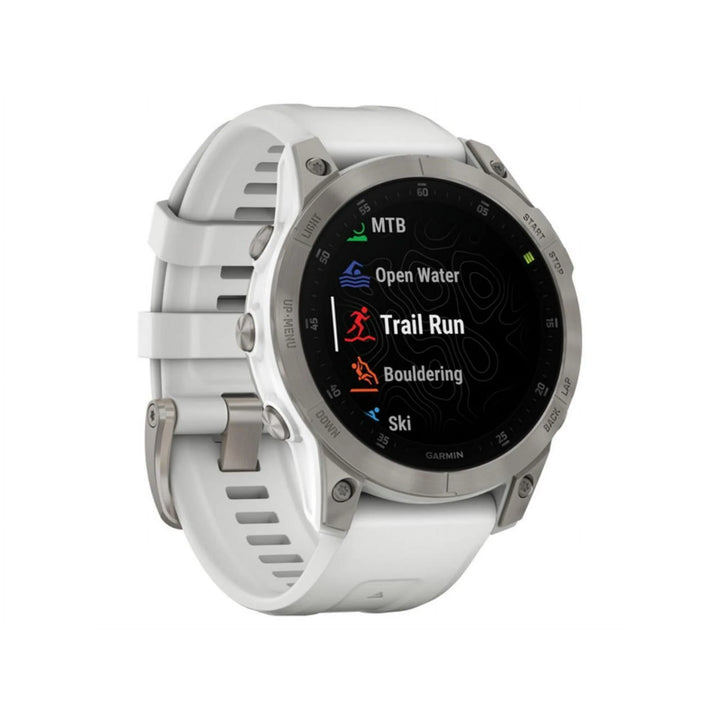 Garmin epix Gen 2, Premium active smartwatch, Health and wellness features, touchscreen AMOLED display, adventure watch with advanced features, white titanium