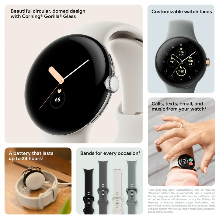 Google Pixel Watch 2 with the Best of Fitbit and Google - Heart Rate Tracking, Stress Management, Safety Features - Android Smartwatch - Matte Black Aluminum Case - Obsidian Active Band - Wi-Fi