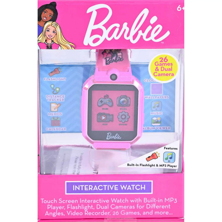 Mattel Barbie Childrens iTime Unisex Touchscreen Smart Watch with Silicone Strap and Metallic Pink Case 42MM