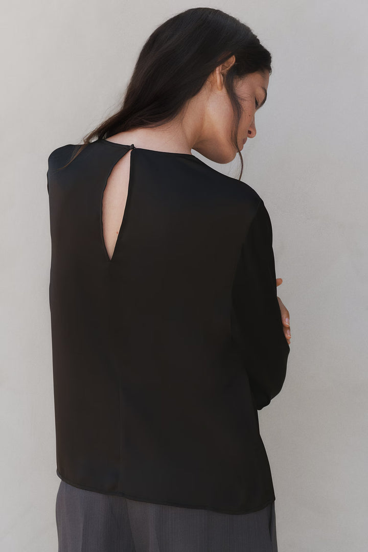H&M Pleat-Detail Satin Blouse